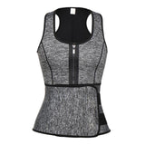 Men Sauna Vest Waist Trainer Neoprene Sweat Tank Top Zipper Tummy Gray L