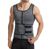 Men Sauna Vest Waist Trainer Neoprene Sweat Tank Top Zipper Tummy Gray L