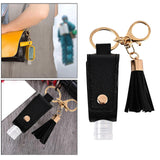 Maxbell 4x30ML Empty Bottle Refillable Hands Sanitizer Keychain Holder Pouch Black