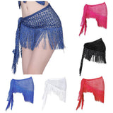Maxbell 2xWomen Belly Dance Hip Scarf Sequins Dance Belt Tassel Skirt Belt White
