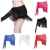Maxbell 2xWomen Belly Dance Hip Scarf Sequins Dance Belt Tassel Skirt Belt White