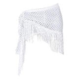 Maxbell 2xWomen Belly Dance Hip Scarf Sequins Dance Belt Tassel Skirt Belt White