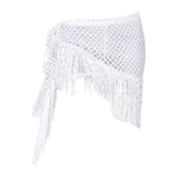 Maxbell 2xWomen Belly Dance Hip Scarf Sequins Dance Belt Tassel Skirt Belt White