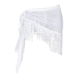 Maxbell 2xWomen Belly Dance Hip Scarf Sequins Dance Belt Tassel Skirt Belt White