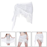 Maxbell 2xWomen Belly Dance Hip Scarf Sequins Dance Belt Tassel Skirt Belt White
