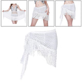 Maxbell 2xWomen Belly Dance Hip Scarf Sequins Dance Belt Tassel Skirt Belt White