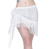 Maxbell 2xWomen Belly Dance Hip Scarf Sequins Dance Belt Tassel Skirt Belt White