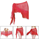 Maxbell 2xWomen Belly Dance Hip Scarf Sequins Dance Belt Tassel Skirt Belt Red