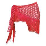 Maxbell 2xWomen Belly Dance Hip Scarf Sequins Dance Belt Tassel Skirt Belt Red