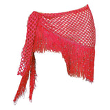 Maxbell 2xWomen Belly Dance Hip Scarf Sequins Dance Belt Tassel Skirt Belt Red