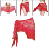 Maxbell 2xWomen Belly Dance Hip Scarf Sequins Dance Belt Tassel Skirt Belt Red