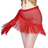 Maxbell 2xWomen Belly Dance Hip Scarf Sequins Dance Belt Tassel Skirt Belt Red