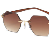 Rimless Sunglasses Girls UV Protective Sun Glasses Eyewear Gradient Brown