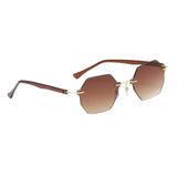 Rimless Sunglasses Girls UV Protective Sun Glasses Eyewear Gradient Brown