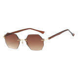 Rimless Sunglasses Girls UV Protective Sun Glasses Eyewear Gradient Brown