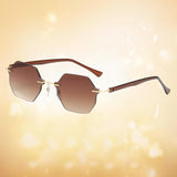 Rimless Sunglasses Girls UV Protective Sun Glasses Eyewear Gradient Brown