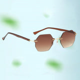 Rimless Sunglasses Girls UV Protective Sun Glasses Eyewear Gradient Brown