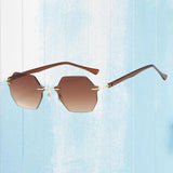 Rimless Sunglasses Girls UV Protective Sun Glasses Eyewear Gradient Brown