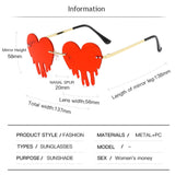 Maxbell 2xFashion Dripping Heart Sun Glasses Personality Party Eye Glasses Frameless red