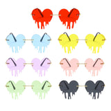 Maxbell 5xFashion Dripping Heart Sun Glasses Personality Party Eye Glasses Frameless red