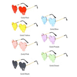 Maxbell 2xFashion Dripping Heart Sun Glasses Personality Party Eye Glasses Frameless red