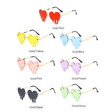 Maxbell 3xFashion Dripping Heart Sun Glasses Personality Party Eye Glasses Frameless red