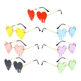 Maxbell 2xFashion Dripping Heart Sun Glasses Personality Party Eye Glasses Frameless red