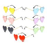 Maxbell 5xFashion Dripping Heart Sun Glasses Personality Party Eye Glasses Frameless red