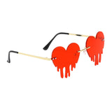 Maxbell 5xFashion Dripping Heart Sun Glasses Personality Party Eye Glasses Frameless red
