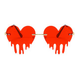 Maxbell 5xFashion Dripping Heart Sun Glasses Personality Party Eye Glasses Frameless red