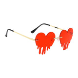 Maxbell 2xFashion Dripping Heart Sun Glasses Personality Party Eye Glasses Frameless red