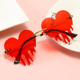 Maxbell 4xFashion Dripping Heart Sun Glasses Personality Party Eye Glasses Frameless red