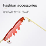 Maxbell 3xFashion Dripping Heart Sun Glasses Personality Party Eye Glasses Frameless red