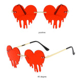 Maxbell 4xFashion Dripping Heart Sun Glasses Personality Party Eye Glasses Frameless red