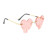 Maxbell 2xFashion Dripping Heart Sun Glasses Personality Party Eye Glasses Frameless pink