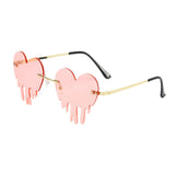 Maxbell 5xFashion Dripping Heart Sun Glasses Personality Party Eye Glasses Frameless pink
