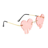 Maxbell 4xFashion Dripping Heart Sun Glasses Personality Party Eye Glasses Frameless pink