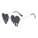 Maxbell 3xFashion Dripping Heart Sun Glasses Personality Party Eye Glasses Frameless gray
