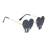 Maxbell 4xFashion Dripping Heart Sun Glasses Personality Party Eye Glasses Frameless gray