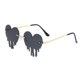 Maxbell 3xFashion Dripping Heart Sun Glasses Personality Party Eye Glasses Frameless gray