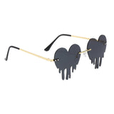 Maxbell 4xFashion Dripping Heart Sun Glasses Personality Party Eye Glasses Frameless gray