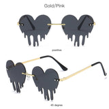Maxbell 3xFashion Dripping Heart Sun Glasses Personality Party Eye Glasses Frameless gray
