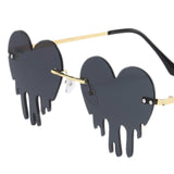 Maxbell 3xFashion Dripping Heart Sun Glasses Personality Party Eye Glasses Frameless gray