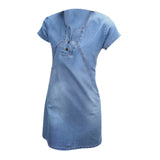 Maxbell Maxbell Womens Sexy Denim Dress Spring Summer V Neck Slim Fit Skirt Light Blue M