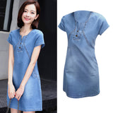 Maxbell Maxbell Womens Sexy Denim Dress Spring Summer V Neck Slim Fit Skirt Light Blue M