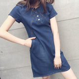 Maxbell Maxbell Womens Sexy Denim Dress Spring Summer V Neck Slim Fit Skirt Dark Blue M