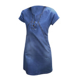 Maxbell Maxbell Womens Sexy Denim Dress Spring Summer V Neck Slim Fit Skirt Dark Blue XL