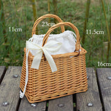 Maxbell 2xBeach Bag SRattan Purse Tote Holiday Travel Storage Busket Handbag Rectangle