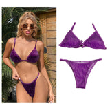 Maxbell Maxbell Women Sexy Swimsuit Push Up Bras Bikini Set Bathing Suit Beachwear Swimwear Purple S