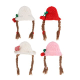 Maxbell Baby Knitted Hat Boys Girls Beanie Hats Infant Knitting Cap Cherry White